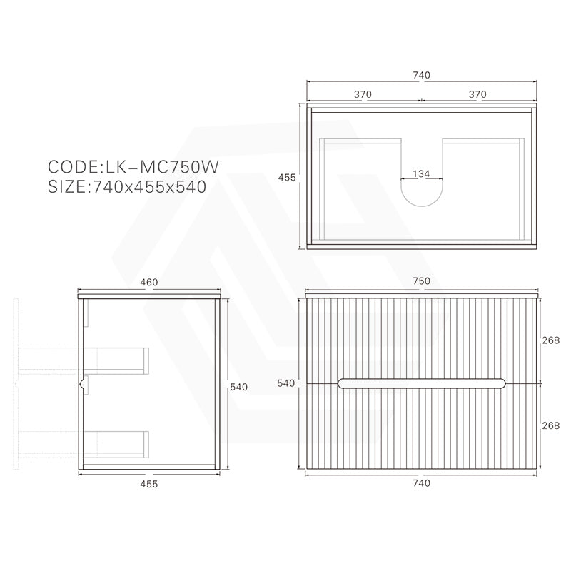 Lukka Cabarita 750mm Modern Wall Hung Vanity PVC Cabinet Variant Colour Available