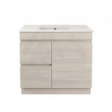 Lukka Camden Modern 900mm Narrow Freestanding Vanity E0 MDF Wood Grain PVC Film Cabinet with Left/Right Hand Drawers In Various Colours
