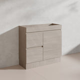 Lukka Camden Modern 900mm Narrow Freestanding Vanity E0 MDF Wood Grain PVC Film Cabinet with Left/Right Hand Drawers In Various Colours