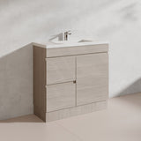 Lukka Camden Modern 900mm Narrow Freestanding Vanity E0 MDF Wood Grain PVC Film Cabinet with Left/Right Hand Drawers In Various Colours