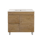 Lukka Camden Modern 900mm Narrow Freestanding Vanity E0 MDF Wood Grain PVC Film Cabinet with Left/Right Hand Drawers In Various Colours