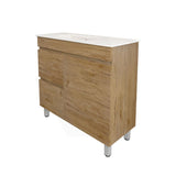 Lukka Camden Modern 900mm Narrow Freestanding Vanity E0 MDF Wood Grain PVC Film Cabinet with Left/Right Hand Drawers In Various Colours