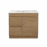 Lukka Camden Modern 900mm Narrow Freestanding Vanity E0 MDF Wood Grain PVC Film Cabinet with Left/Right Hand Drawers In Various Colours