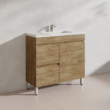 Lukka Camden Modern 900mm Narrow Freestanding Vanity E0 MDF Wood Grain PVC Film Cabinet with Left/Right Hand Drawers In Various Colours