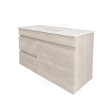 Lukka Camden Modern 900mm Narrow Wall Hung Vanity E0 MDF Wood Grain PVC Film Cabinet with Left/Right Hand Drawers Variant Colour Available