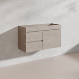 Lukka Camden Modern 900mm Narrow Wall Hung Vanity E0 MDF Wood Grain PVC Film Cabinet with Left/Right Hand Drawers Variant Colour Available