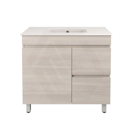 Lukka Camden Modern 900mm Narrow Freestanding Vanity E0 MDF Wood Grain PVC Film Cabinet with Left/Right Hand Drawers In Various Colours