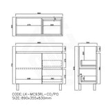 Lukka Camden Modern 900mm Narrow Freestanding Vanity E0 MDF Wood Grain PVC Film Cabinet with Left/Right Hand Drawers In Various Colours