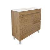 Lukka Camden Modern 900mm Narrow Freestanding Vanity E0 MDF Wood Grain PVC Film Cabinet with Left/Right Hand Drawers In Various Colours