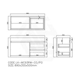 Lukka Camden Modern 900mm Narrow Wall Hung Vanity E0 MDF Wood Grain PVC Film Cabinet with Left/Right Hand Drawers Variant Colour Available