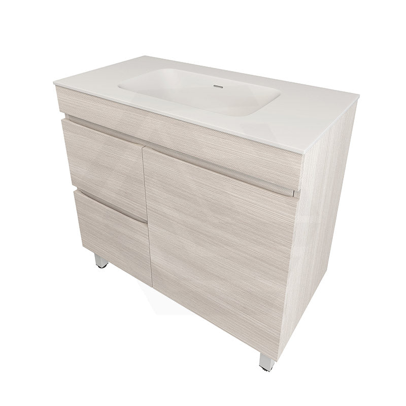 Lukka Camden Modern 900mm Freestanding Vanity E0 MDF Wood Grain PVC Film Cabinet with Left/Right Hand Drawers In Various Colours