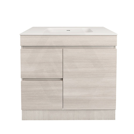 Lukka Camden Modern 900mm Freestanding Vanity E0 MDF Wood Grain PVC Film Cabinet with Left/Right Hand Drawers In Various Colours