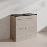 Lukka Camden Modern 900mm Freestanding Vanity E0 MDF Wood Grain PVC Film Cabinet with Left/Right Hand Drawers In Various Colours