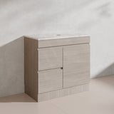 Lukka Camden Modern 900mm Freestanding Vanity E0 MDF Wood Grain PVC Film Cabinet with Left/Right Hand Drawers In Various Colours