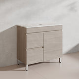 Lukka Camden Modern 900mm Freestanding Vanity E0 MDF Wood Grain PVC Film Cabinet with Left/Right Hand Drawers In Various Colours