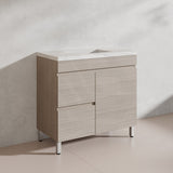 Lukka Camden Modern 900mm Freestanding Vanity E0 MDF Wood Grain PVC Film Cabinet with Left/Right Hand Drawers In Various Colours