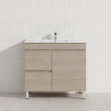 Lukka Camden Modern 900mm Freestanding Vanity E0 MDF Wood Grain PVC Film Cabinet with Left/Right Hand Drawers In Various Colours