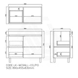 Lukka Camden Modern 900mm Freestanding Vanity E0 MDF Wood Grain PVC Film Cabinet with Left/Right Hand Drawers In Various Colours