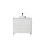 Lukka Crete Modern 600-1500mm Matt Black/White Freestanding Vanity with Legs PVC Board Linear Surface