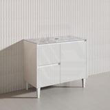 Lukka Crete Modern 900mm Matt Black/White Freestanding Vanity PVC Board Linear Surface