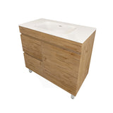 Lukka Camden Modern 900mm Freestanding Vanity E0 MDF Wood Grain PVC Film Cabinet with Left/Right Hand Drawers In Various Colours