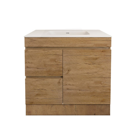 Lukka Camden Modern 900mm Freestanding Vanity E0 MDF Wood Grain PVC Film Cabinet with Left/Right Hand Drawers In Various Colours