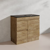 Lukka Camden Modern 900mm Freestanding Vanity E0 MDF Wood Grain PVC Film Cabinet with Left/Right Hand Drawers In Various Colours