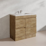 Lukka Camden Modern 900mm Freestanding Vanity E0 MDF Wood Grain PVC Film Cabinet with Left/Right Hand Drawers In Various Colours