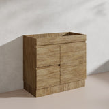 Lukka Camden Modern 900mm Freestanding Vanity E0 MDF Wood Grain PVC Film Cabinet with Left/Right Hand Drawers In Various Colours