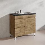 Lukka Camden Modern 900mm Freestanding Vanity E0 MDF Wood Grain PVC Film Cabinet with Left/Right Hand Drawers In Various Colours