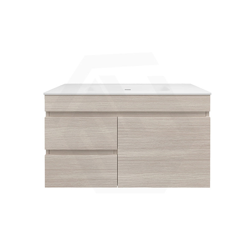 Lukka Camden Modern 900mm Wall Hung Vanity E0 MDF Wood Grain PVC Film Cabinet with Left/Right Hand Drawers In Various Colours
