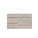 Lukka Camden Modern 900mm Wall Hung Vanity E0 MDF Wood Grain PVC Film Cabinet with Left/Right Hand Drawers In Various Colours