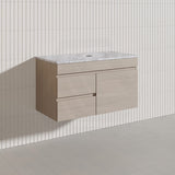 Lukka Camden Modern 900mm Wall Hung Vanity E0 MDF Wood Grain PVC Film Cabinet with Left/Right Hand Drawers In Various Colours