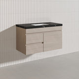 Lukka Camden Modern 900mm Wall Hung Vanity E0 MDF Wood Grain PVC Film Cabinet with Left/Right Hand Drawers In Various Colours
