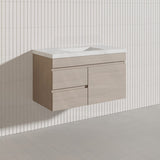 Lukka Camden Modern 900mm Wall Hung Vanity E0 MDF Wood Grain PVC Film Cabinet with Left/Right Hand Drawers In Various Colours