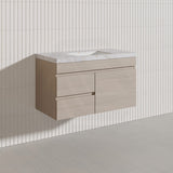 Lukka Camden Modern 900mm Wall Hung Vanity E0 MDF Wood Grain PVC Film Cabinet with Left/Right Hand Drawers In Various Colours