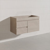 Lukka Camden Modern 900mm Wall Hung Vanity E0 MDF Wood Grain PVC Film Cabinet with Left/Right Hand Drawers In Various Colours