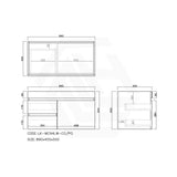 Lukka Camden Modern 900mm Wall Hung Vanity E0 MDF Wood Grain PVC Film Cabinet with Left/Right Hand Drawers In Various Colours