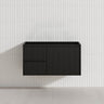 900mm Lukka Crete Wall Hung Bathroom Fluted Vanity Matt White/Black PVC Board Left/Right Drawers Available