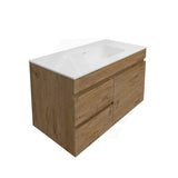 Lukka Camden Modern 900mm Wall Hung Vanity E0 MDF Wood Grain PVC Film Cabinet with Left/Right Hand Drawers In Various Colours