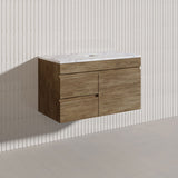 Lukka Camden Modern 900mm Wall Hung Vanity E0 MDF Wood Grain PVC Film Cabinet with Left/Right Hand Drawers In Various Colours