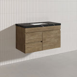 Lukka Camden Modern 900mm Wall Hung Vanity E0 MDF Wood Grain PVC Film Cabinet with Left/Right Hand Drawers In Various Colours