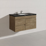 Lukka Camden Modern 900mm Wall Hung Vanity E0 MDF Wood Grain PVC Film Cabinet with Left/Right Hand Drawers In Various Colours