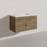 Lukka Camden Modern 900mm Wall Hung Vanity E0 MDF Wood Grain PVC Film Cabinet with Left/Right Hand Drawers In Various Colours