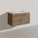 Lukka Camden Modern 900mm Wall Hung Vanity E0 MDF Wood Grain PVC Film Cabinet with Left/Right Hand Drawers In Various Colours