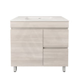 Lukka Camden Modern 900mm Freestanding Vanity E0 MDF Wood Grain PVC Film Cabinet with Left/Right Hand Drawers In Various Colours