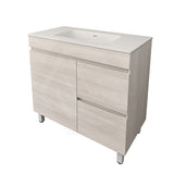 Lukka Camden Modern 900mm Freestanding Vanity E0 MDF Wood Grain PVC Film Cabinet with Left/Right Hand Drawers In Various Colours