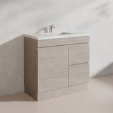 Lukka Camden Modern 900mm Freestanding Vanity E0 MDF Wood Grain PVC Film Cabinet with Left/Right Hand Drawers In Various Colours