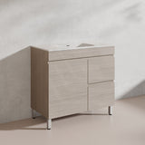 Lukka Camden Modern 900mm Freestanding Vanity E0 MDF Wood Grain PVC Film Cabinet with Left/Right Hand Drawers In Various Colours