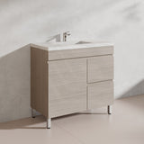 Lukka Camden Modern 900mm Freestanding Vanity E0 MDF Wood Grain PVC Film Cabinet with Left/Right Hand Drawers In Various Colours